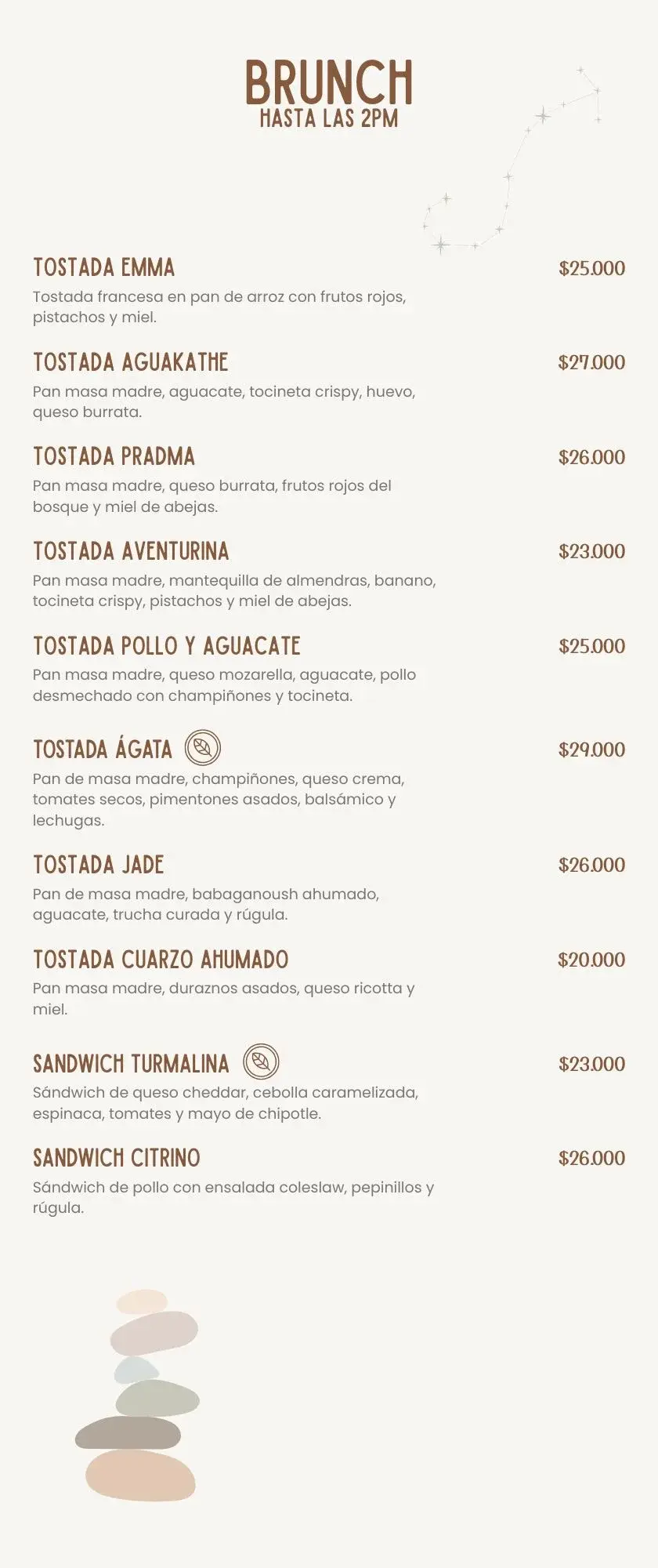 Brunch Tostadas y Sandwiches Menu PRADMA 2025 2PM