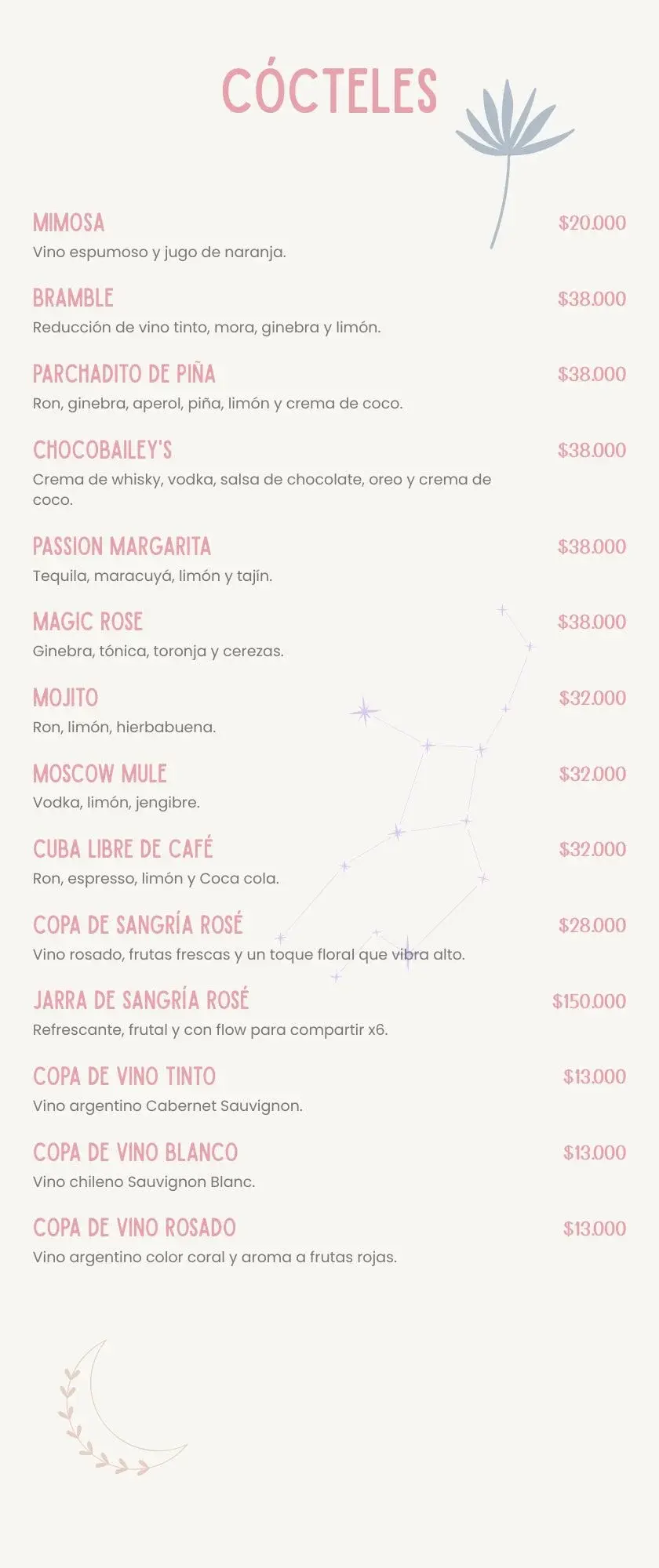 Cocteles Menu PRADMA 2025