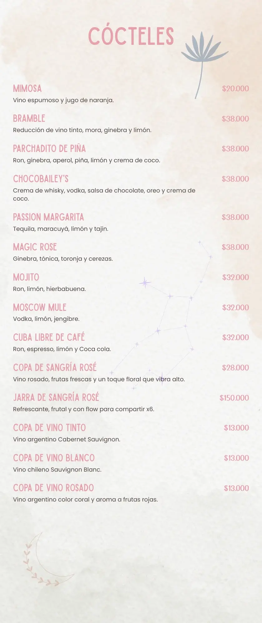 Cocteles Menu PRADMA 2025