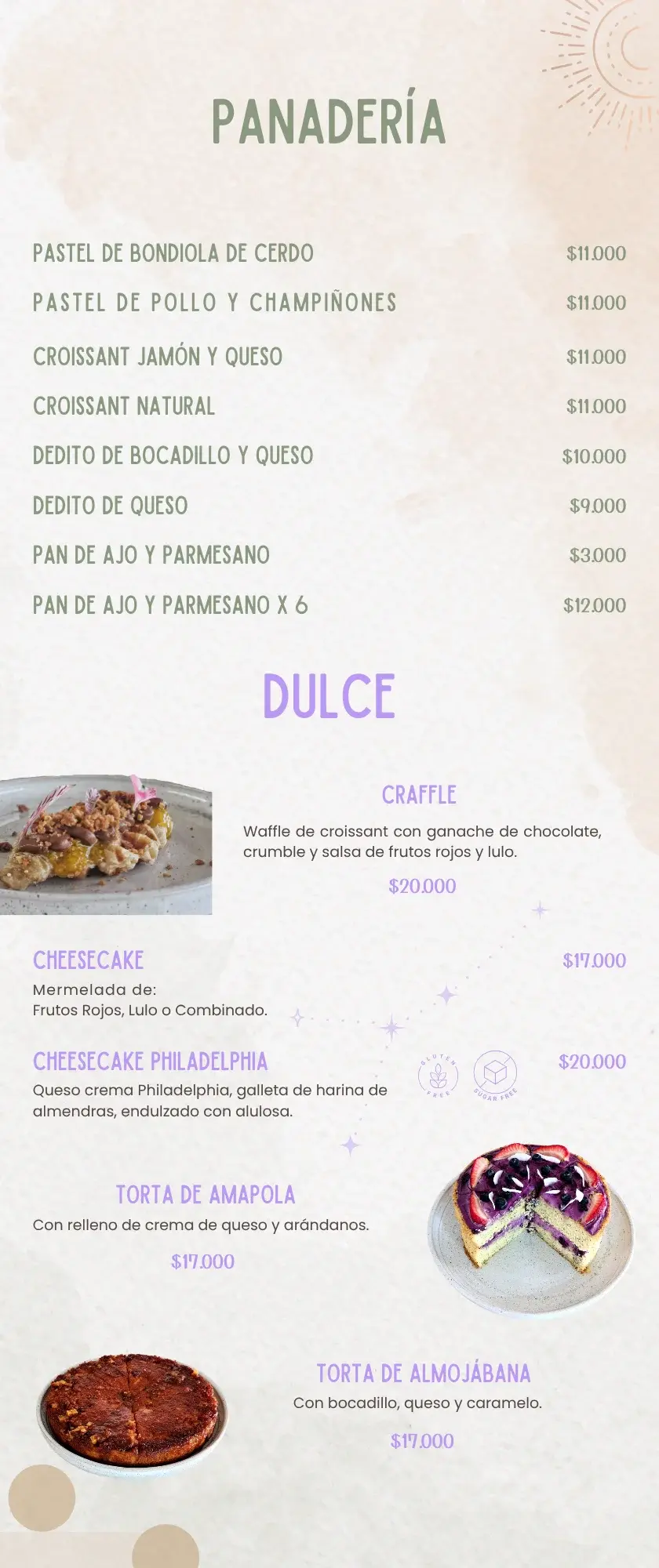 Panaderia Menu PRADMA 2025