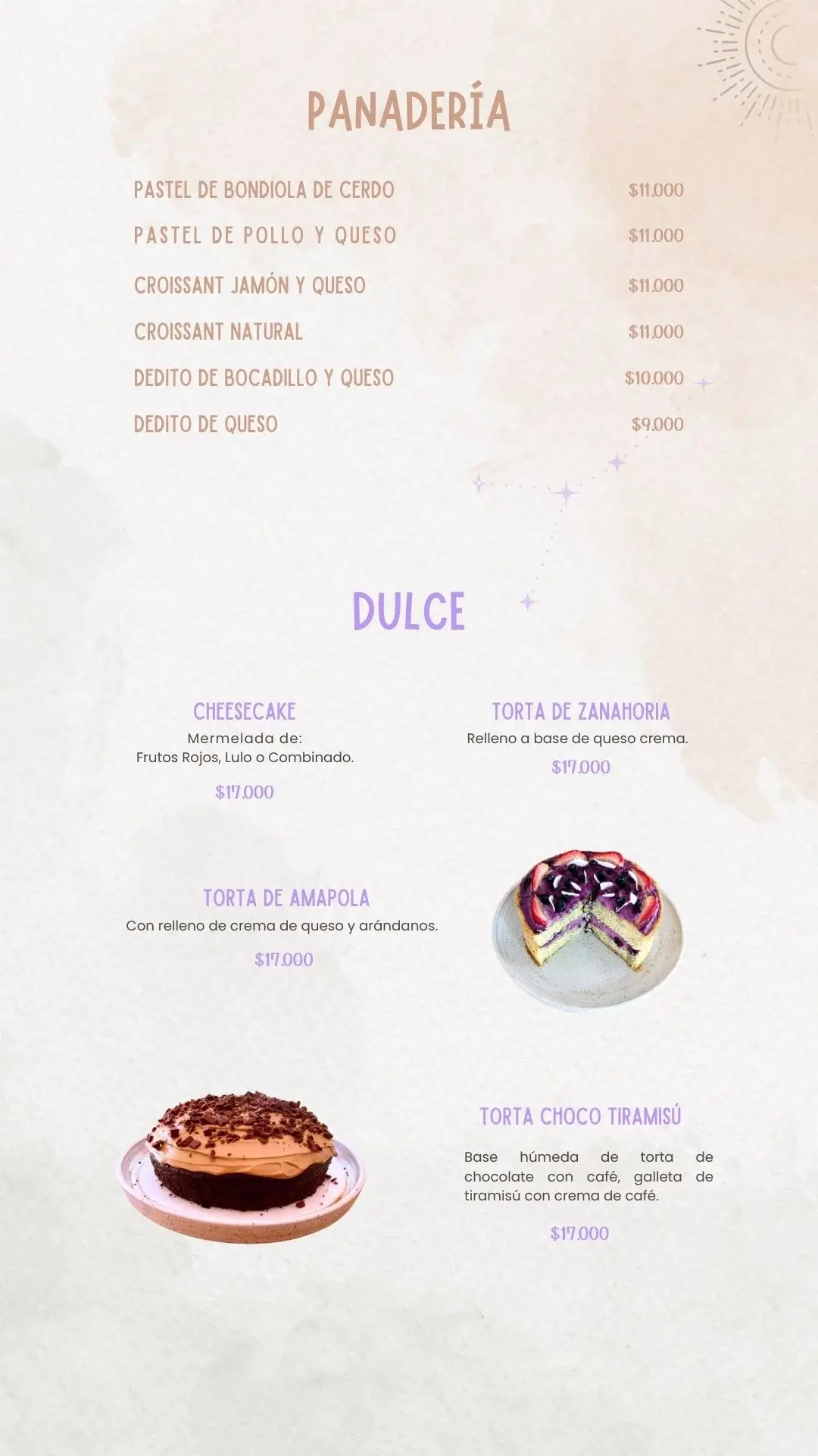 Panaderia Menu PRADMA 2025