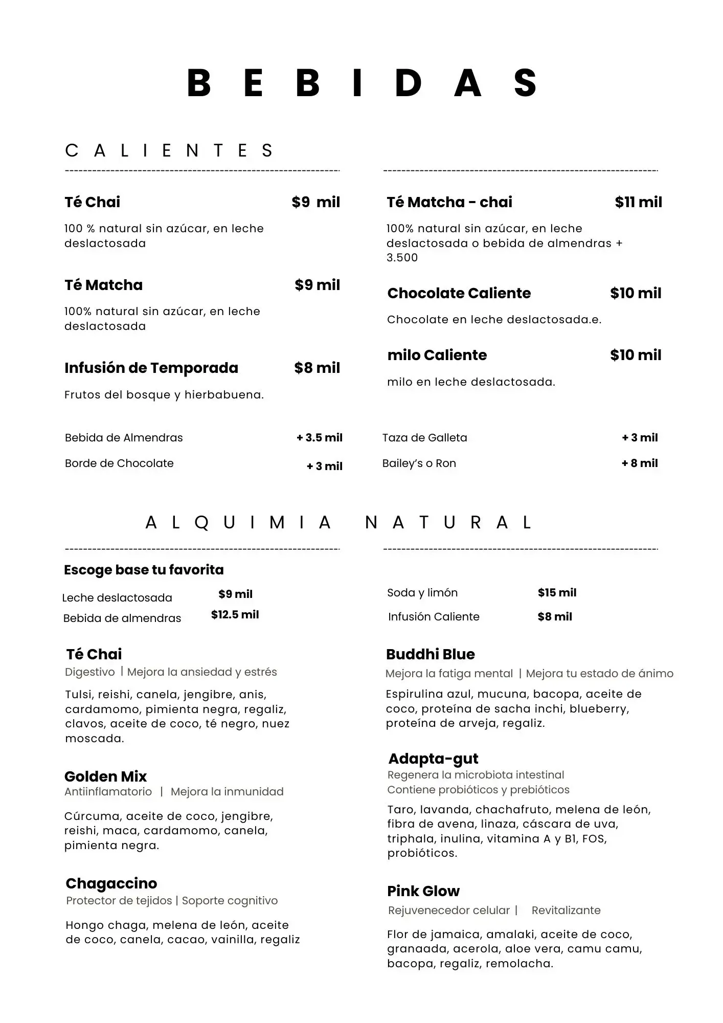 Bebidas Calientes Bebidas Calientes