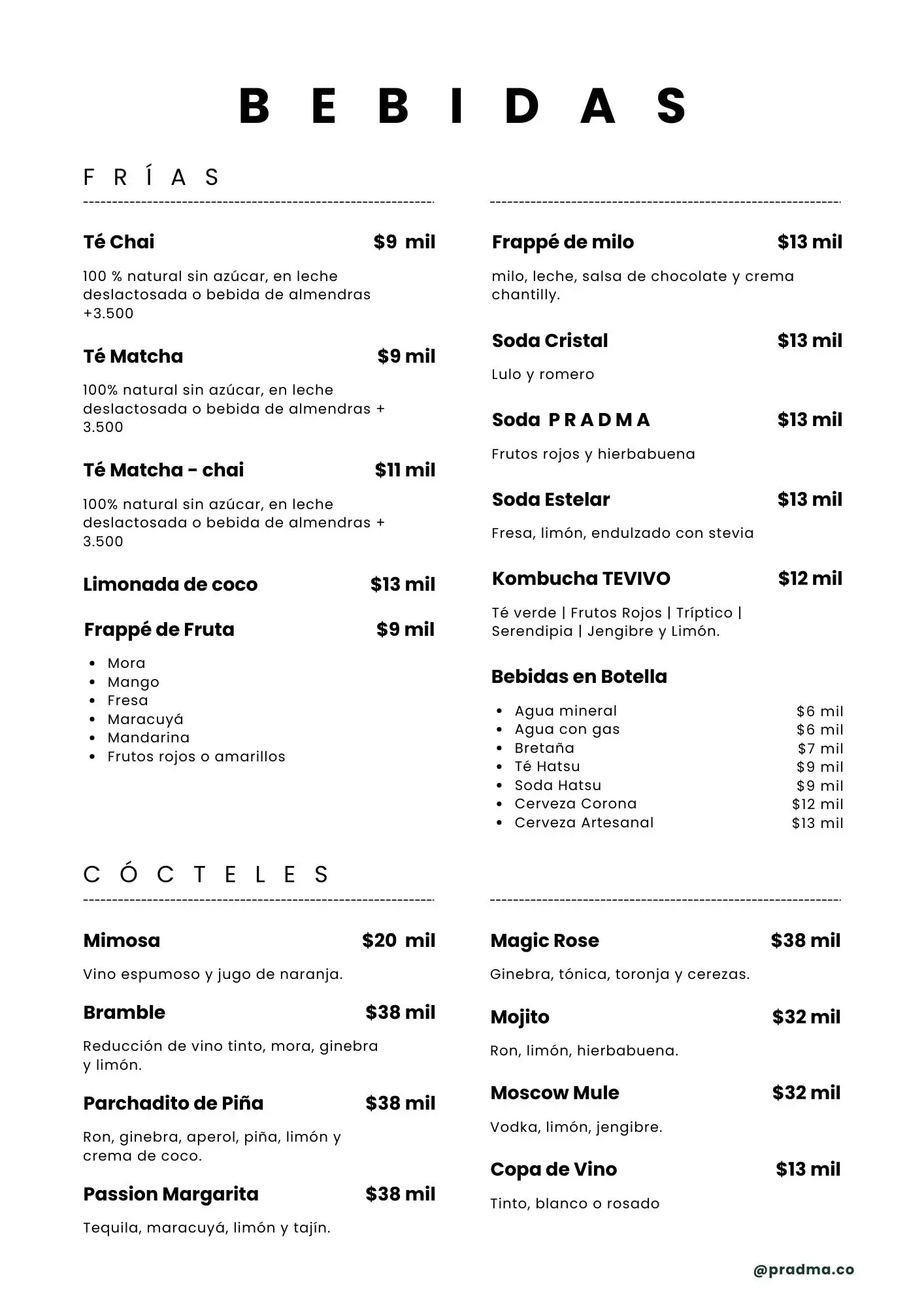 Bebidas Frias Bebidas Frias